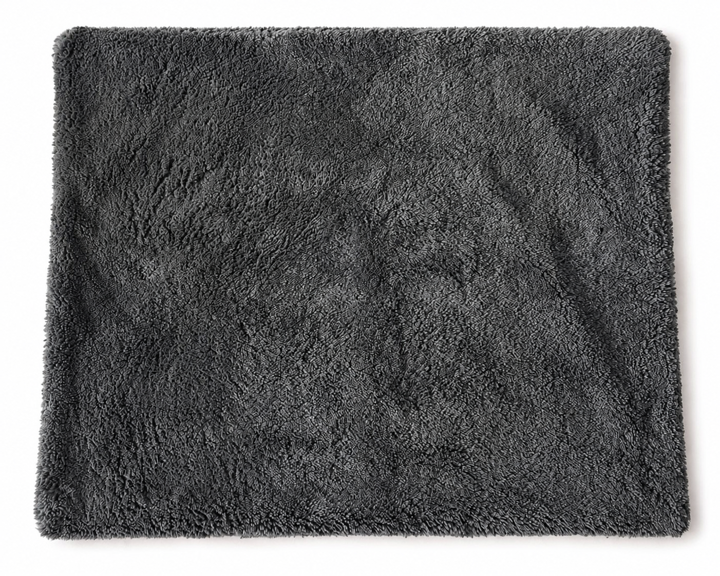 Fully opened thick grey 900 GSM Fixtr microfiber cloth in the correct 50 by 40 centimetre proportion